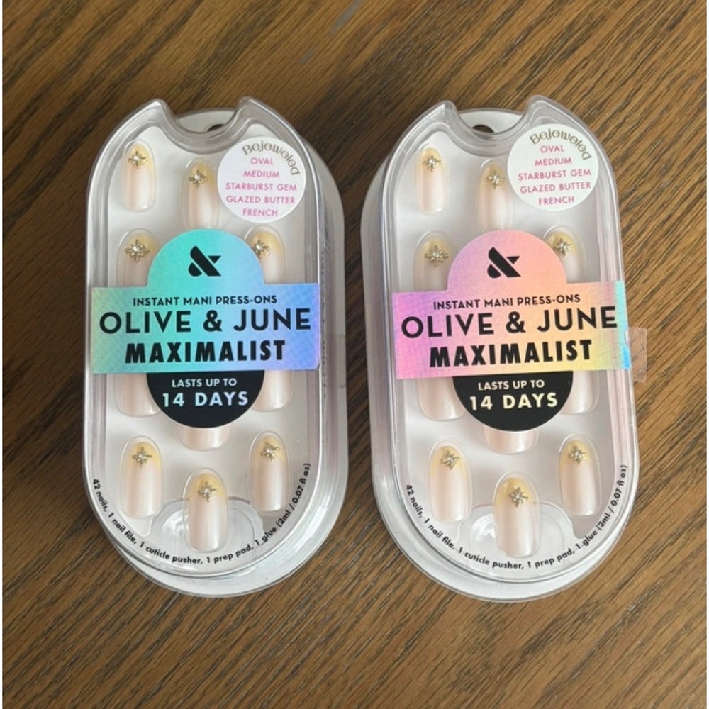 Olive & June Maximalist Press-On Nails Starburst Gem Glazed Butter French 2 Pack